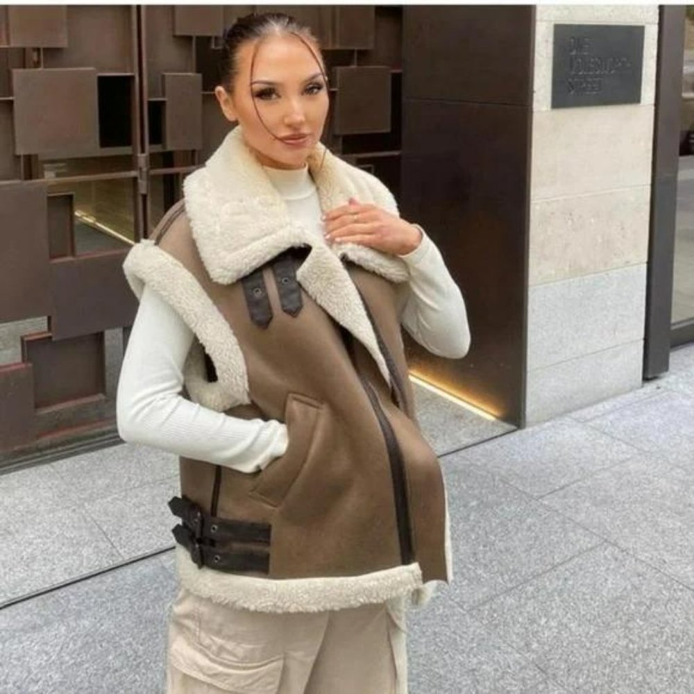 ZARA COMBINATION DOUBLE FACE FLEECE VEST